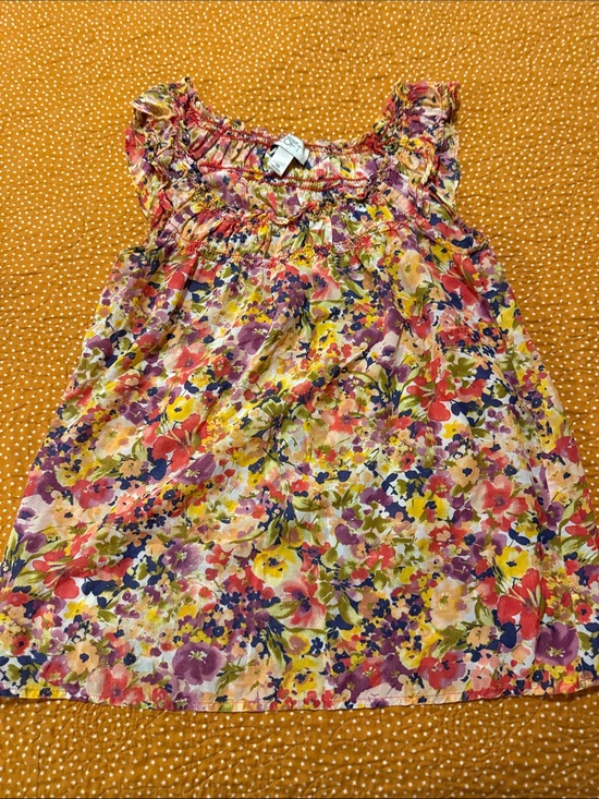 LOFT Tops - LOFT Floral Ruffled Sleeveless Top in Pink, Yellow, Purple, Navy